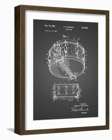 PP1018-Black Grid Rogers Snare Drum Patent Poster-Cole Borders-Framed Giclee Print