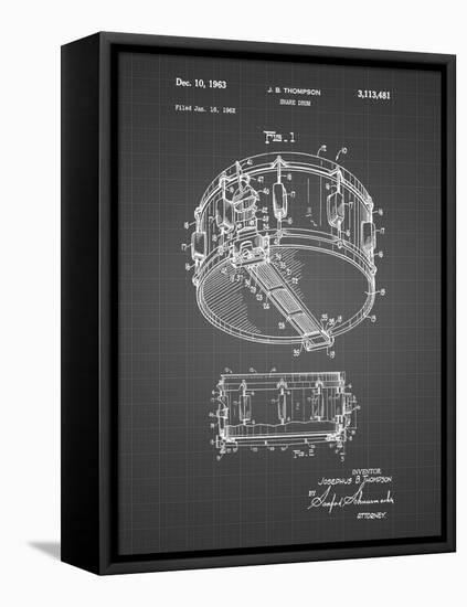 PP1018-Black Grid Rogers Snare Drum Patent Poster-Cole Borders-Framed Stretched Canvas