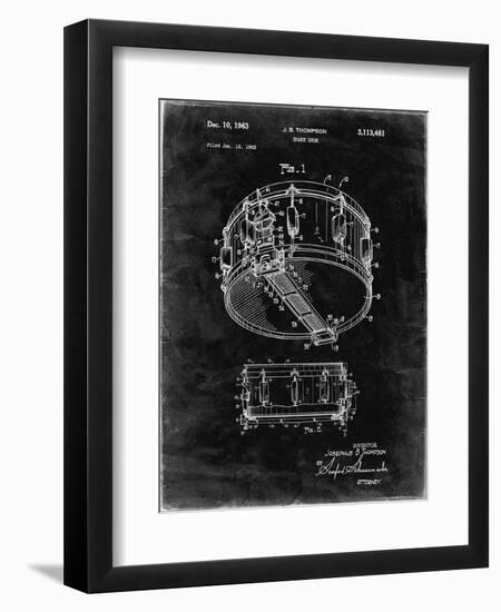 PP1018-Black Grunge Rogers Snare Drum Patent Poster-Cole Borders-Framed Giclee Print