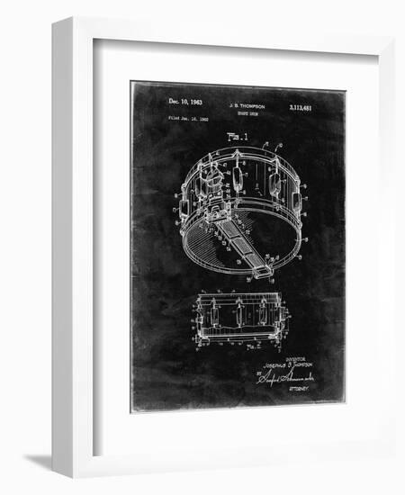 PP1018-Black Grunge Rogers Snare Drum Patent Poster-Cole Borders-Framed Giclee Print