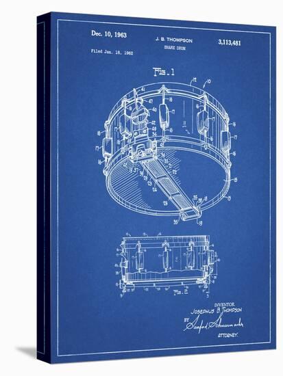 PP1018-Blueprint Rogers Snare Drum Patent Poster-Cole Borders-Stretched Canvas