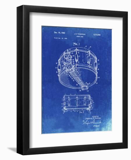 PP1018-Faded Blueprint Rogers Snare Drum Patent Poster-Cole Borders-Framed Premium Giclee Print