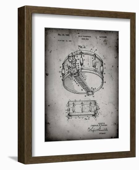 PP1018-Faded Grey Rogers Snare Drum Patent Poster-Cole Borders-Framed Giclee Print