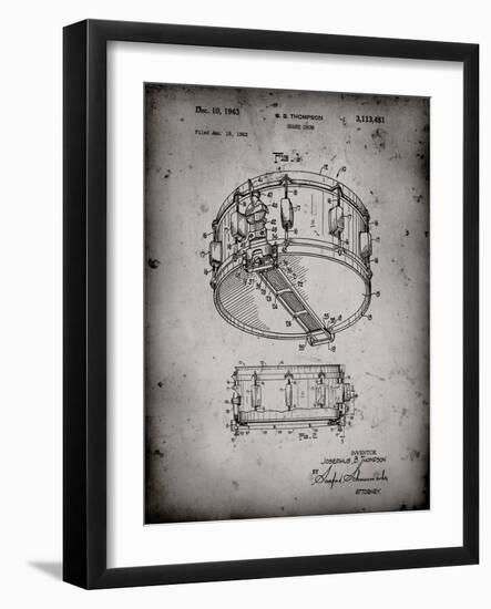 PP1018-Faded Grey Rogers Snare Drum Patent Poster-Cole Borders-Framed Giclee Print