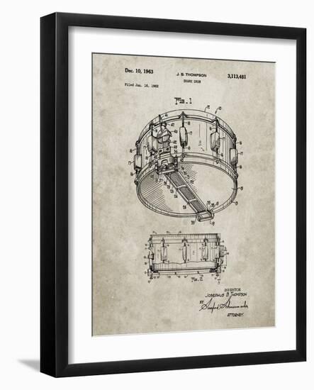 PP1018-Sandstone Rogers Snare Drum Patent Poster-Cole Borders-Framed Giclee Print