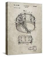 PP1018-Sandstone Rogers Snare Drum Patent Poster-Cole Borders-Stretched Canvas