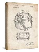 PP1018-Vintage Parchment Rogers Snare Drum Patent Poster-Cole Borders-Stretched Canvas