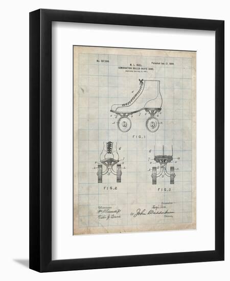 PP1019-Antique Grid Parchment Roller Skate 1899 Patent Poster-Cole Borders-Framed Premium Giclee Print