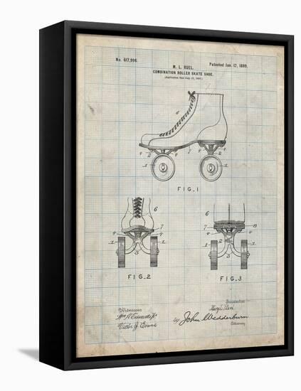 PP1019-Antique Grid Parchment Roller Skate 1899 Patent Poster-Cole Borders-Framed Stretched Canvas