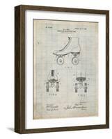 PP1019-Antique Grid Parchment Roller Skate 1899 Patent Poster-Cole Borders-Framed Giclee Print