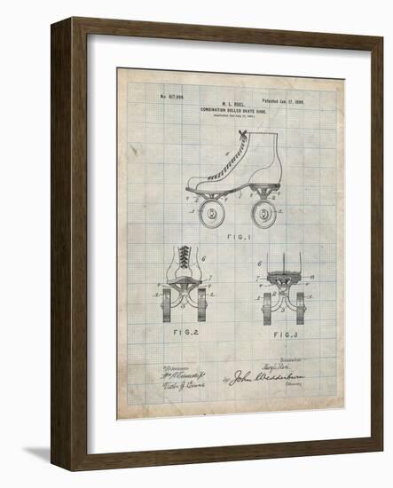 PP1019-Antique Grid Parchment Roller Skate 1899 Patent Poster-Cole Borders-Framed Giclee Print