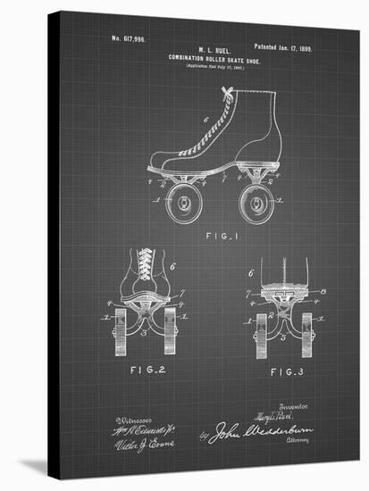 PP1019-Black Grid Roller Skate 1899 Patent Poster-Cole Borders-Stretched Canvas