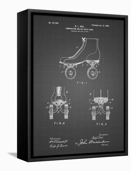 PP1019-Black Grid Roller Skate 1899 Patent Poster-Cole Borders-Framed Stretched Canvas