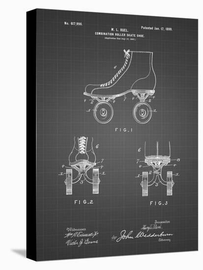 PP1019-Black Grid Roller Skate 1899 Patent Poster-Cole Borders-Stretched Canvas