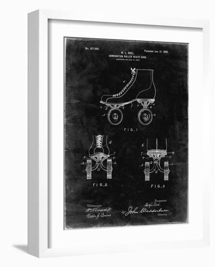 PP1019-Black Grunge Roller Skate 1899 Patent Poster-Cole Borders-Framed Giclee Print