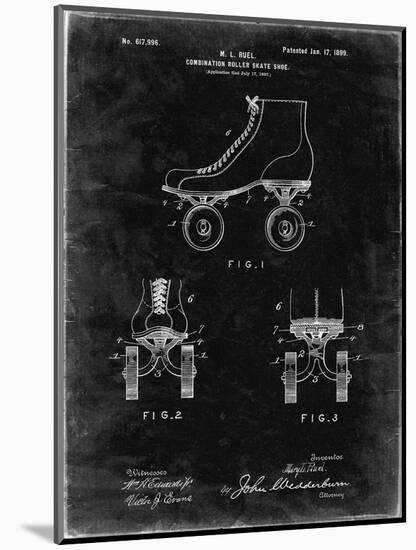 PP1019-Black Grunge Roller Skate 1899 Patent Poster-Cole Borders-Mounted Giclee Print