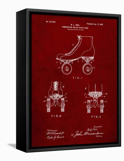 PP1019-Burgundy Roller Skate 1899 Patent Poster-Cole Borders-Framed Stretched Canvas