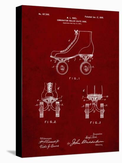 PP1019-Burgundy Roller Skate 1899 Patent Poster-Cole Borders-Stretched Canvas