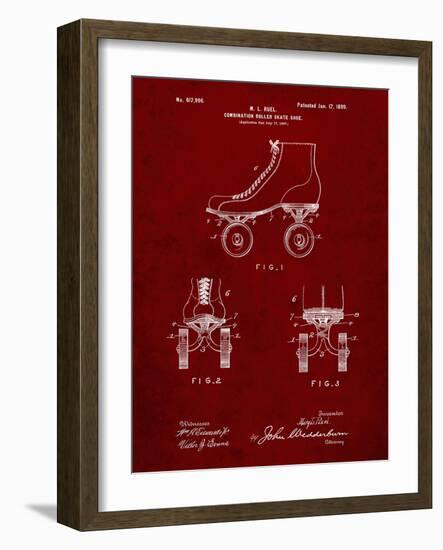 PP1019-Burgundy Roller Skate 1899 Patent Poster-Cole Borders-Framed Giclee Print