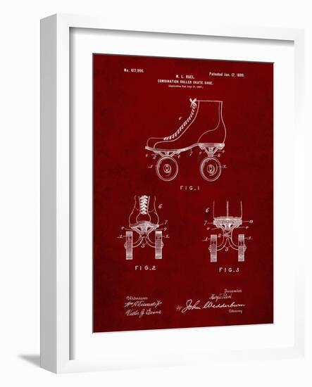 PP1019-Burgundy Roller Skate 1899 Patent Poster-Cole Borders-Framed Giclee Print