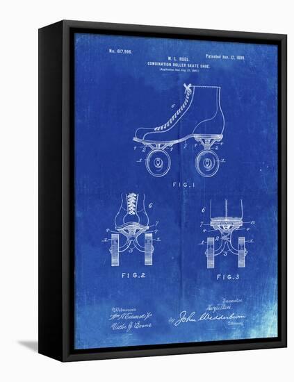 PP1019-Faded Blueprint Roller Skate 1899 Patent Poster-Cole Borders-Framed Stretched Canvas