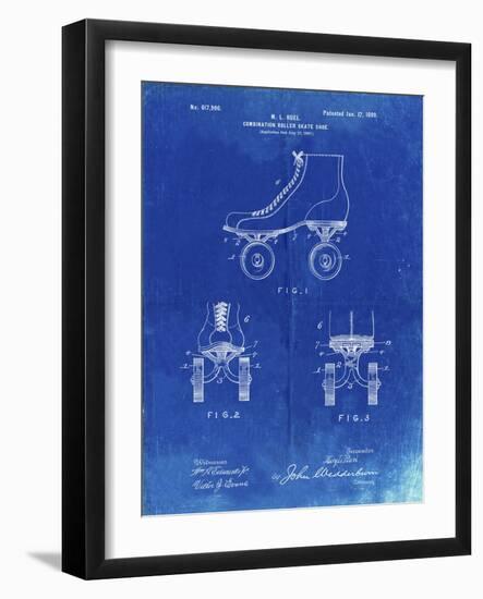 PP1019-Faded Blueprint Roller Skate 1899 Patent Poster-Cole Borders-Framed Giclee Print