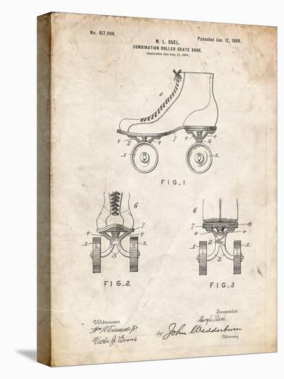 PP1019-Vintage Parchment Roller Skate 1899 Patent Poster-Cole Borders-Stretched Canvas