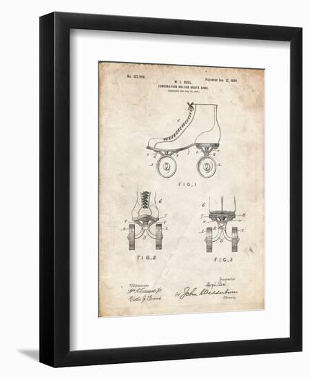 PP1019-Vintage Parchment Roller Skate 1899 Patent Poster-Cole Borders-Framed Premium Giclee Print