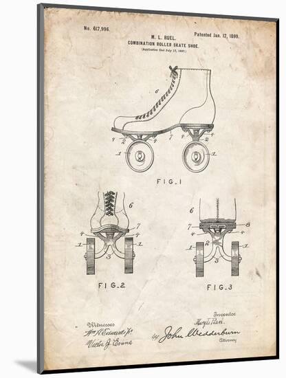 PP1019-Vintage Parchment Roller Skate 1899 Patent Poster-Cole Borders-Mounted Premium Giclee Print