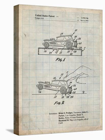 PP1020-Antique Grid Parchment Rubber Band Toy Car Patent Poster-Cole Borders-Stretched Canvas