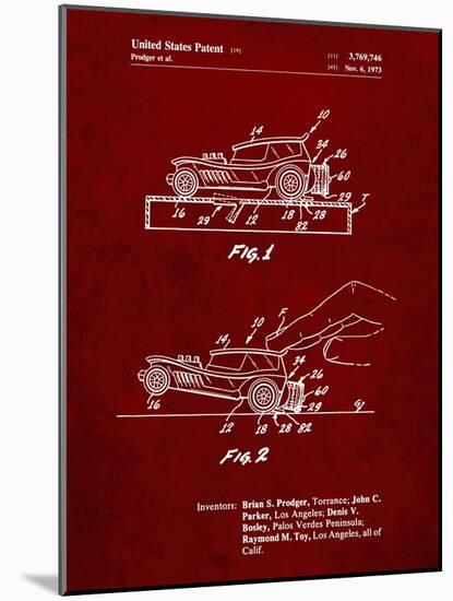 PP1020-Burgundy Rubber Band Toy Car Patent Poster-Cole Borders-Mounted Giclee Print