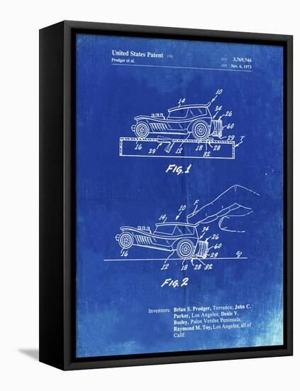 PP1020-Faded Blueprint Rubber Band Toy Car Patent Poster-Cole Borders-Framed Stretched Canvas