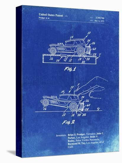 PP1020-Faded Blueprint Rubber Band Toy Car Patent Poster-Cole Borders-Stretched Canvas