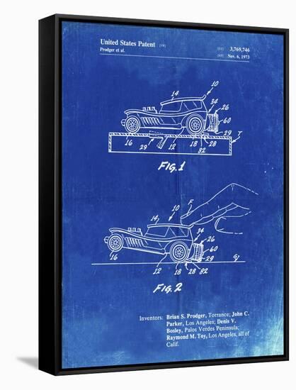 PP1020-Faded Blueprint Rubber Band Toy Car Patent Poster-Cole Borders-Framed Stretched Canvas