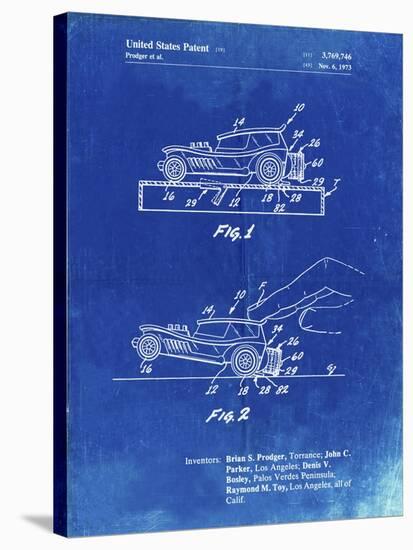 PP1020-Faded Blueprint Rubber Band Toy Car Patent Poster-Cole Borders-Stretched Canvas
