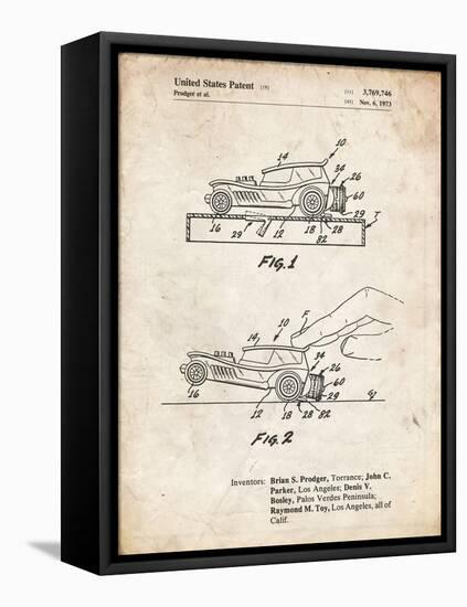 PP1020-Vintage Parchment Rubber Band Toy Car Patent Poster-Cole Borders-Framed Stretched Canvas