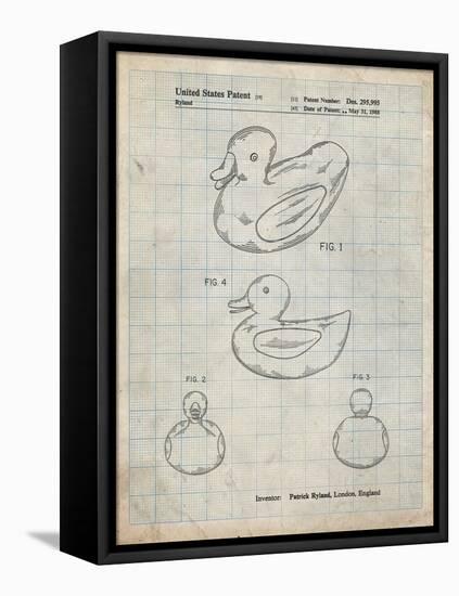 PP1021-Antique Grid Parchment Rubber Ducky Patent Poster-Cole Borders-Framed Stretched Canvas