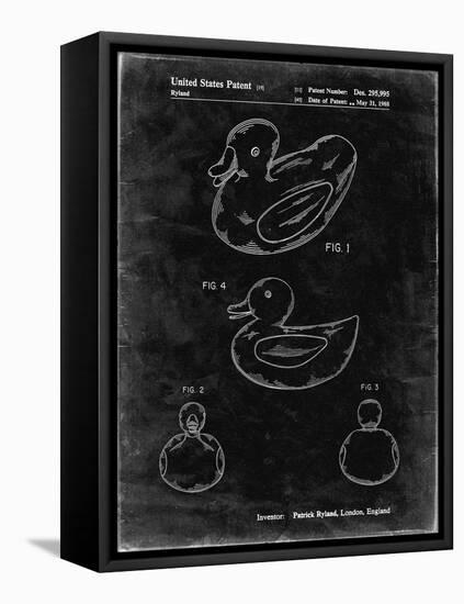 PP1021-Black Grunge Rubber Ducky Patent Poster-Cole Borders-Framed Stretched Canvas