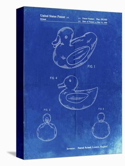 PP1021-Faded Blueprint Rubber Ducky Patent Poster-Cole Borders-Stretched Canvas