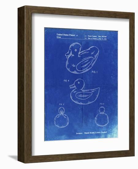 PP1021-Faded Blueprint Rubber Ducky Patent Poster-Cole Borders-Framed Giclee Print