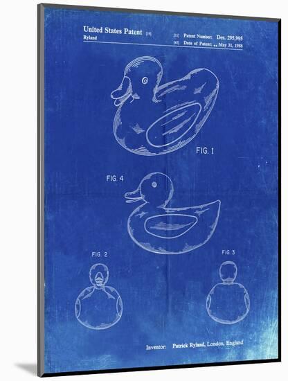 PP1021-Faded Blueprint Rubber Ducky Patent Poster-Cole Borders-Mounted Giclee Print