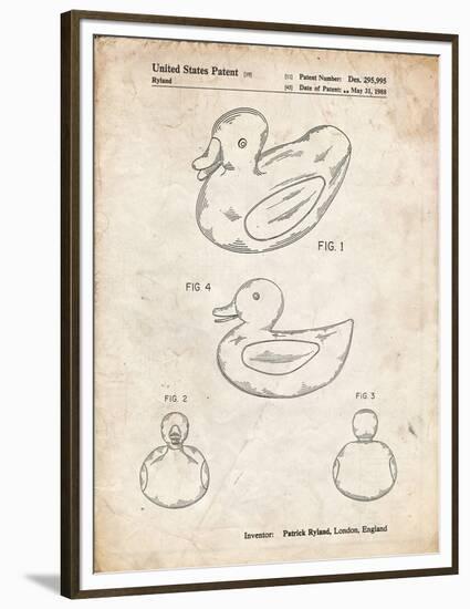 PP1021-Vintage Parchment Rubber Ducky Patent Poster-Cole Borders-Framed Premium Giclee Print