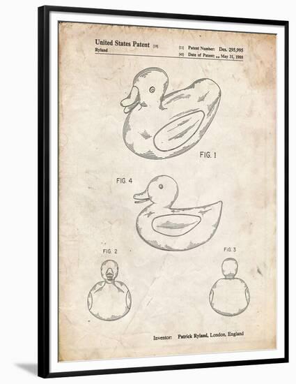 PP1021-Vintage Parchment Rubber Ducky Patent Poster-Cole Borders-Framed Premium Giclee Print