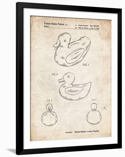 PP1021-Vintage Parchment Rubber Ducky Patent Poster-Cole Borders-Framed Giclee Print