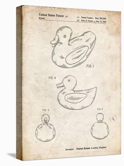 PP1021-Vintage Parchment Rubber Ducky Patent Poster-Cole Borders-Stretched Canvas