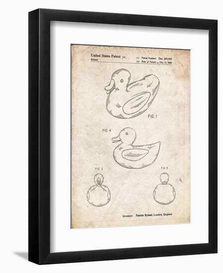 PP1021-Vintage Parchment Rubber Ducky Patent Poster-Cole Borders-Framed Premium Giclee Print