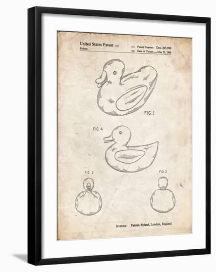 PP1021-Vintage Parchment Rubber Ducky Patent Poster-Cole Borders-Framed Giclee Print