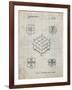 PP1022-Antique Grid Parchment Rubik's Cube Patent Poster-Cole Borders-Framed Giclee Print