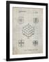 PP1022-Antique Grid Parchment Rubik's Cube Patent Poster-Cole Borders-Framed Giclee Print