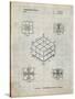 PP1022-Antique Grid Parchment Rubik's Cube Patent Poster-Cole Borders-Stretched Canvas